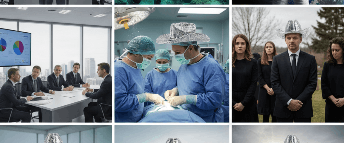 Casual scene where disco cowboy hat doesn’t fit